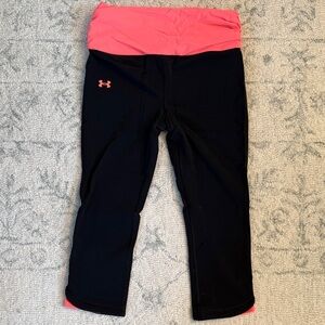 Under Armour Black Leggings with Coral Pink accents